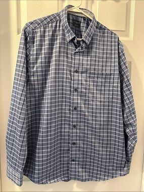 LEO CHEVALIER Designer Men's Light Blue Patterned Button-Down Dress Shirt SZ L